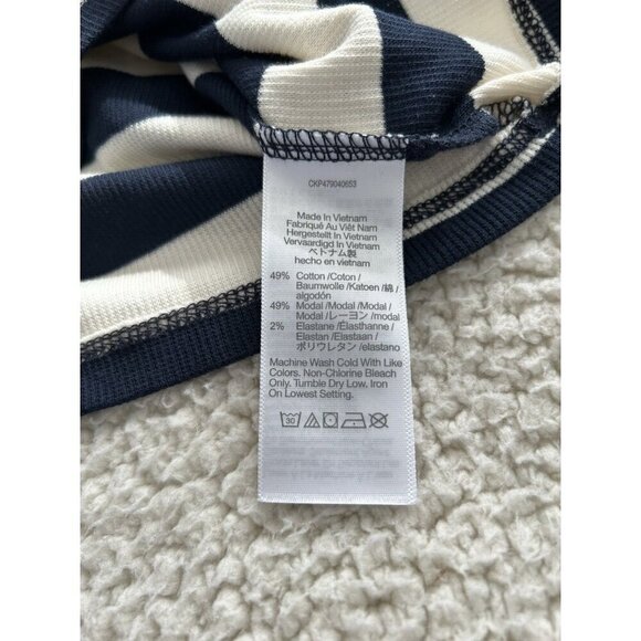 Madewell Crop Turtleneck Sweater Stripe Nautical Classic Navy/Cream Sz XXS - Picture 12 of 15